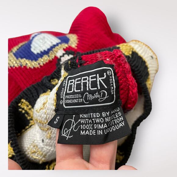 Berek Vintage 1991 Hand knit Clock Pima Cotton Sweater Size S‎ Got Time, Clock - Picture 2 of 7